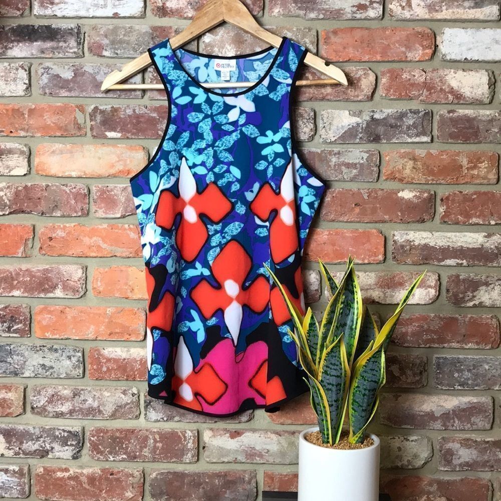 Peter Pilotto XS Abstract Floral Vibrant Racerback Dressy Tank Top